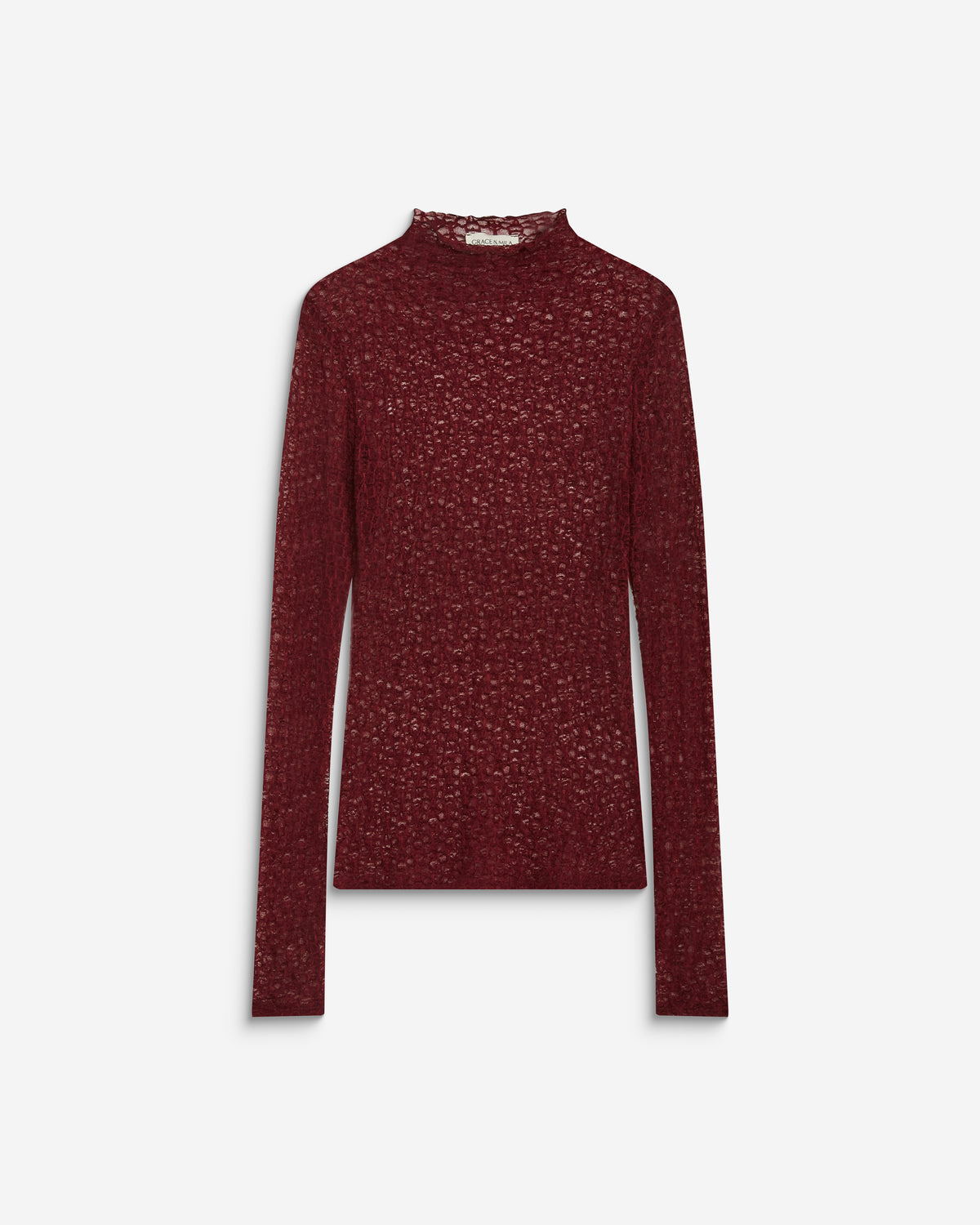 Top en dentelle ajusté manches longues cherry Blake