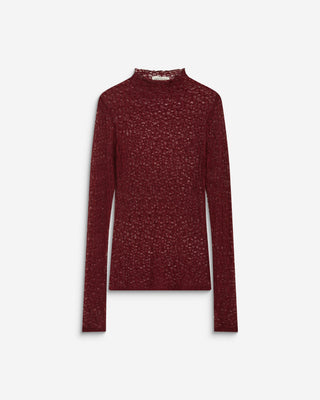 Top en dentelle ajusté manches longues cherry Blake