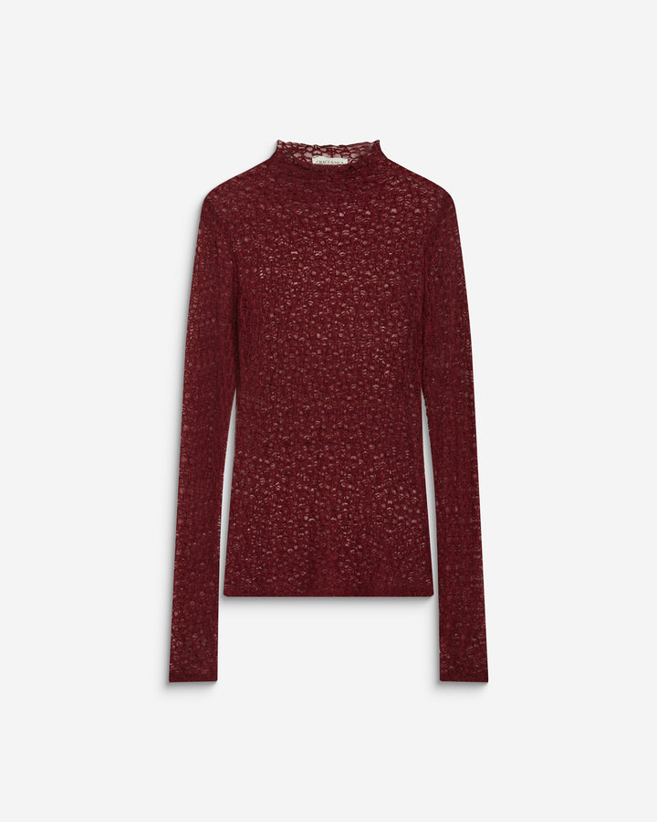 Top en dentelle ajusté manches longues cherry Blake