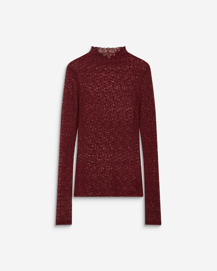 Top en dentelle ajusté manches longues cherry Blake