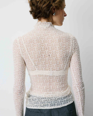 Top en dentelle ajusté manches longues ecru Blake