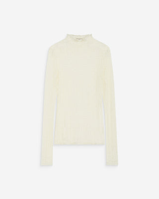Top en dentelle ajusté manches longues ecru Blake