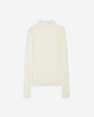 Top en dentelle ajusté manches longues ecru Blake