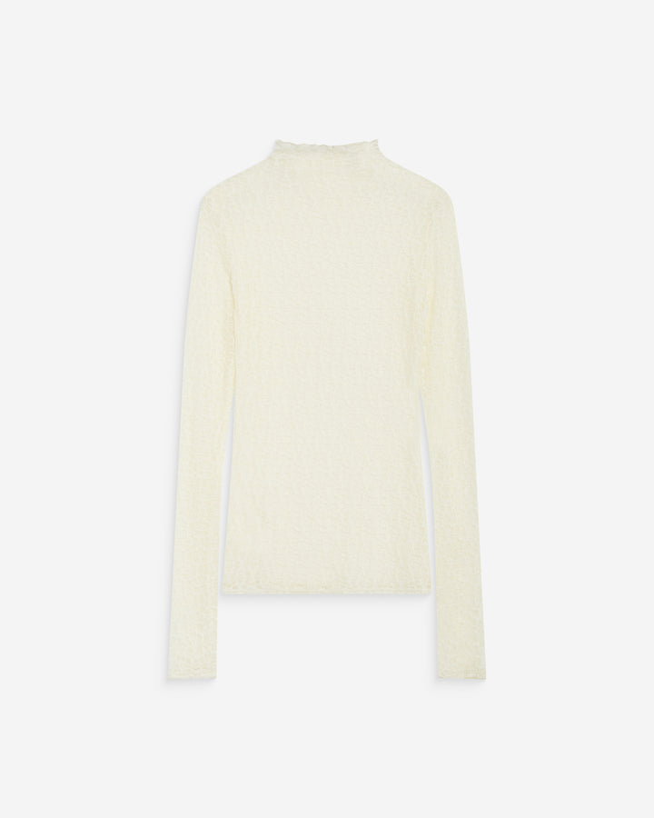 Top en dentelle ajusté manches longues ecru Blake