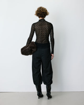 Top en dentelle ajusté manches longues noir Blake