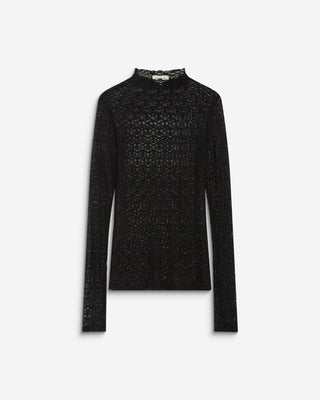Top en dentelle ajusté manches longues noir Blake