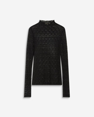 Top en dentelle ajusté manches longues noir Blake