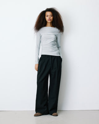 Long-sleeve metallic knit top silver Beaumont
