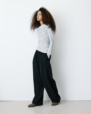 Long-sleeve metallic knit top silver Beaumont