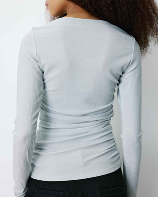 Long-sleeve metallic knit top silver Beaumont