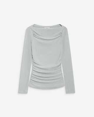Long-sleeve metallic knit top silver Beaumont