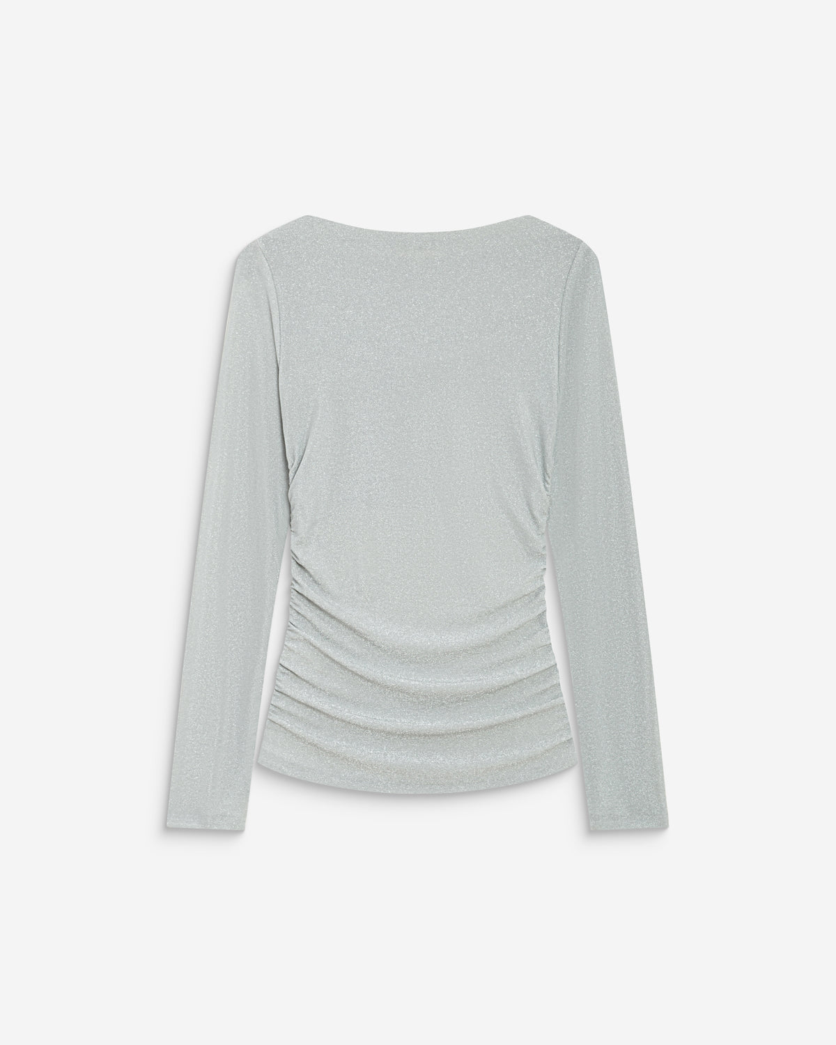 Top drapé ajusté en lurex manches longues silver Beaumont