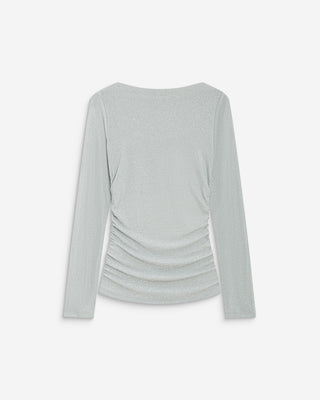 Long-sleeve metallic knit top silver Beaumont
