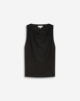 Top drapeado sem mangas com fivela dourada nas costas preto Bunny