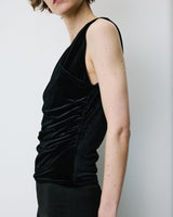 V-neck wrap velvet top noir Blitz