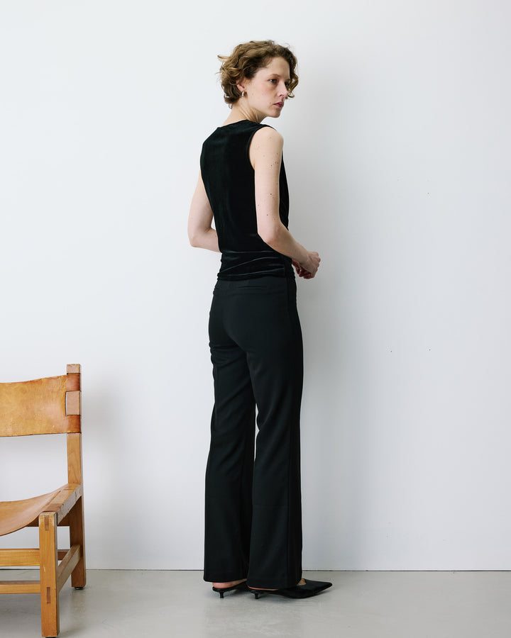 V-neck wrap velvet top noir Blitz