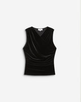 V-neck wrap velvet top noir Blitz