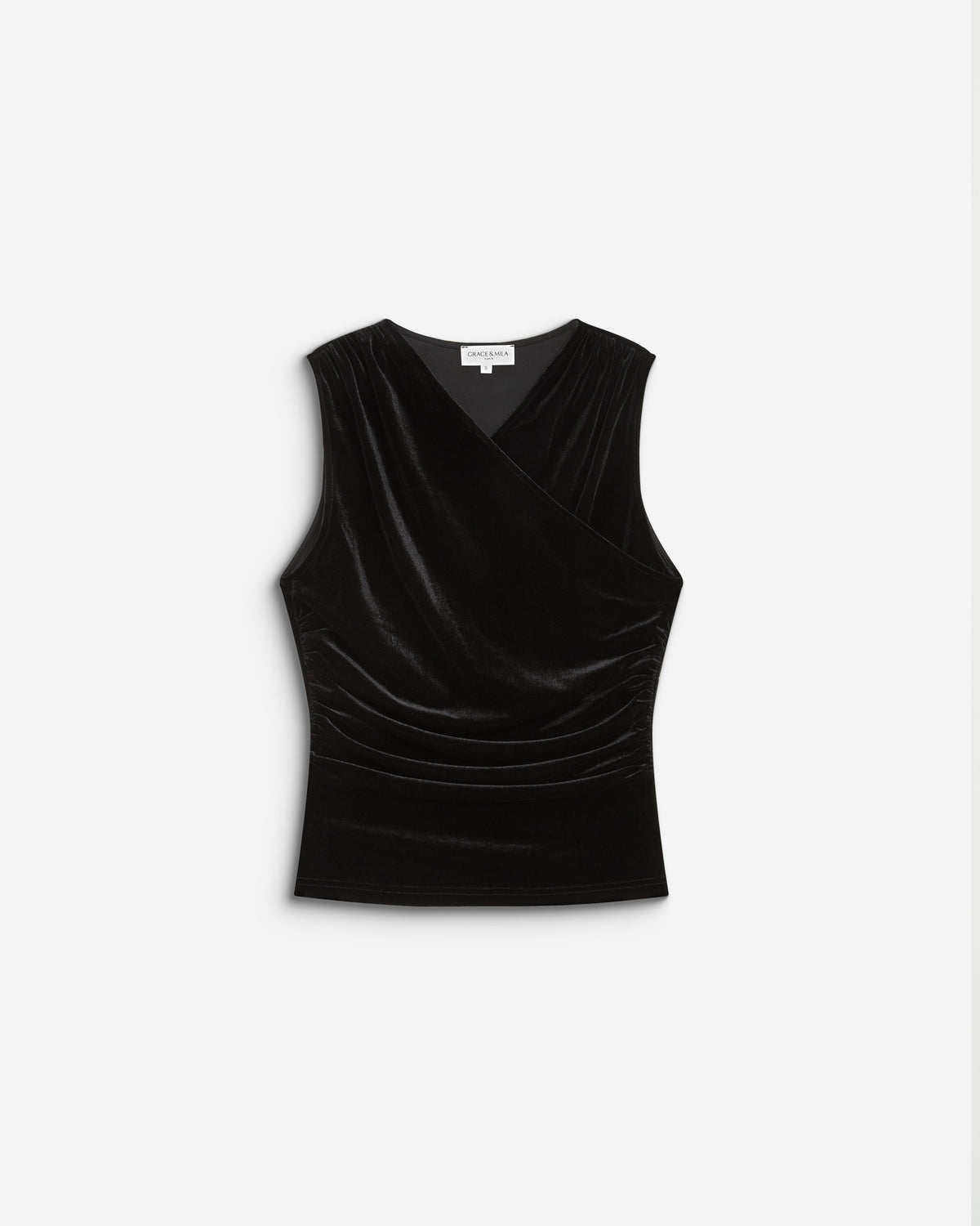 V-neck wrap velvet top noir Blitz