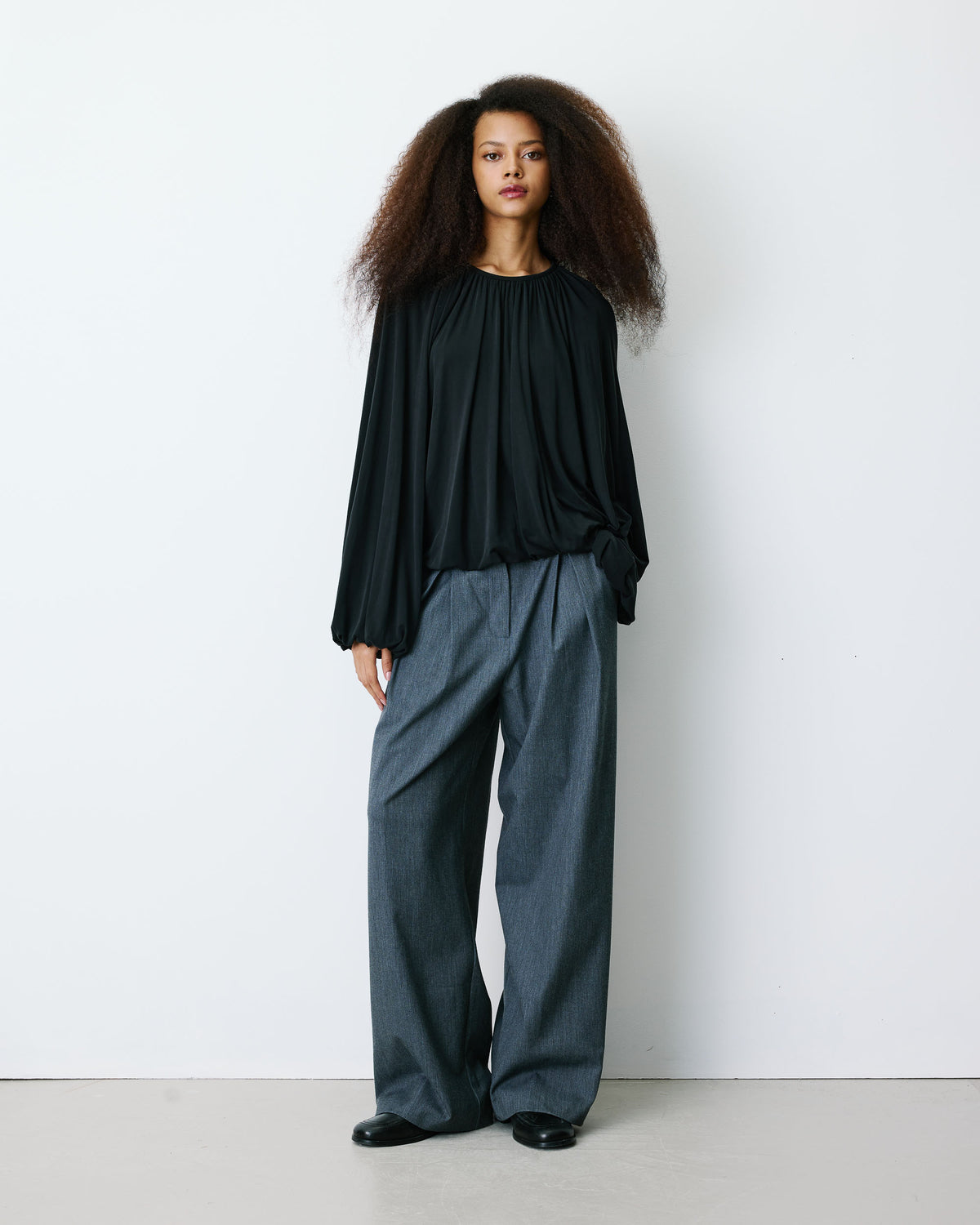 Balloon long-sleeve modal top noir Barbara