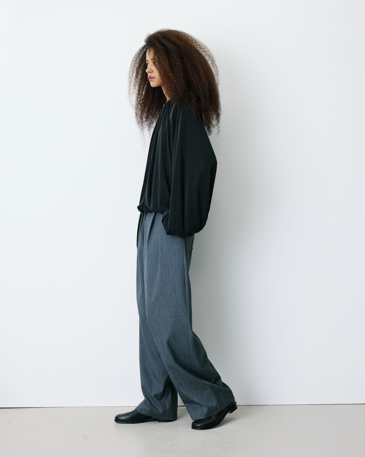 Balloon long-sleeve modal top noir Barbara