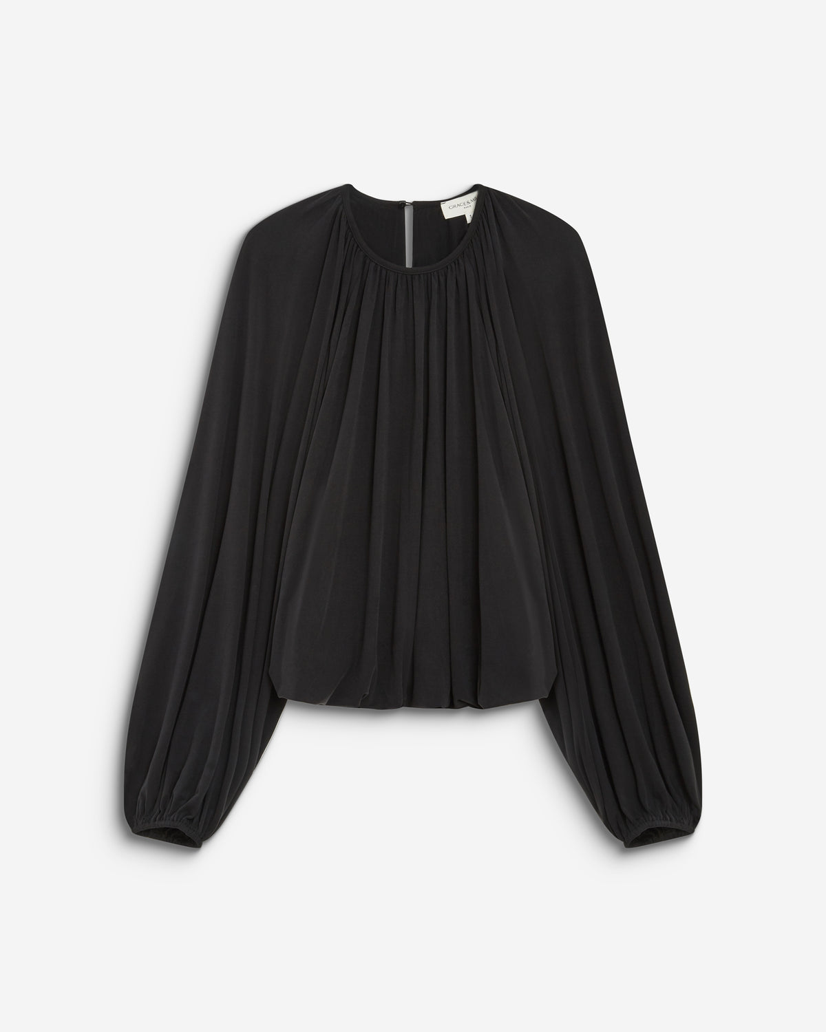 Balloon long-sleeve modal top noir Barbara