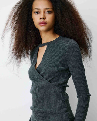 V-neck wrap sweater anthracite Bindi