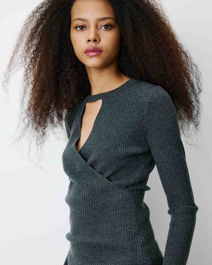 V-neck wrap sweater anthracite Bindi