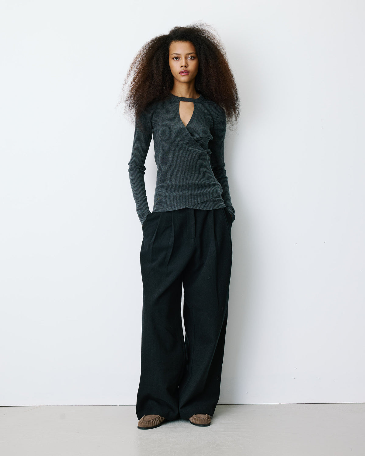 V-neck wrap sweater anthracite Bindi