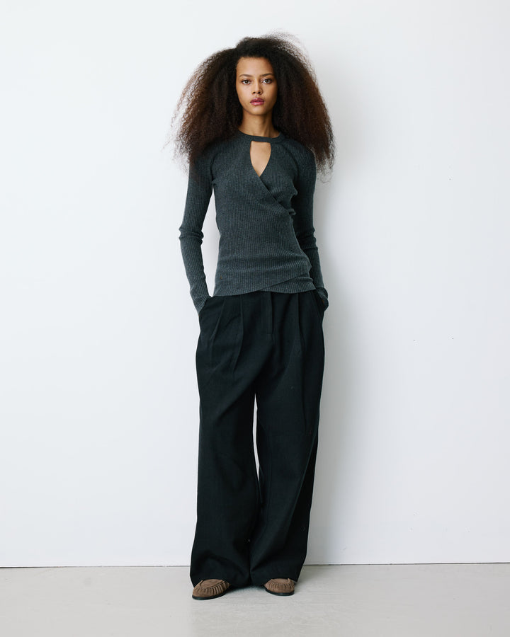 V-neck wrap sweater anthracite Bindi