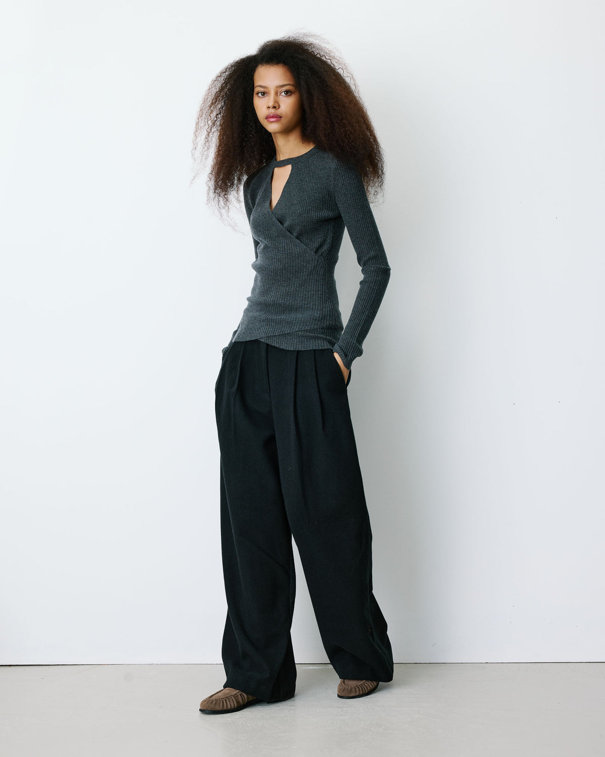 V-neck wrap sweater anthracite Bindi