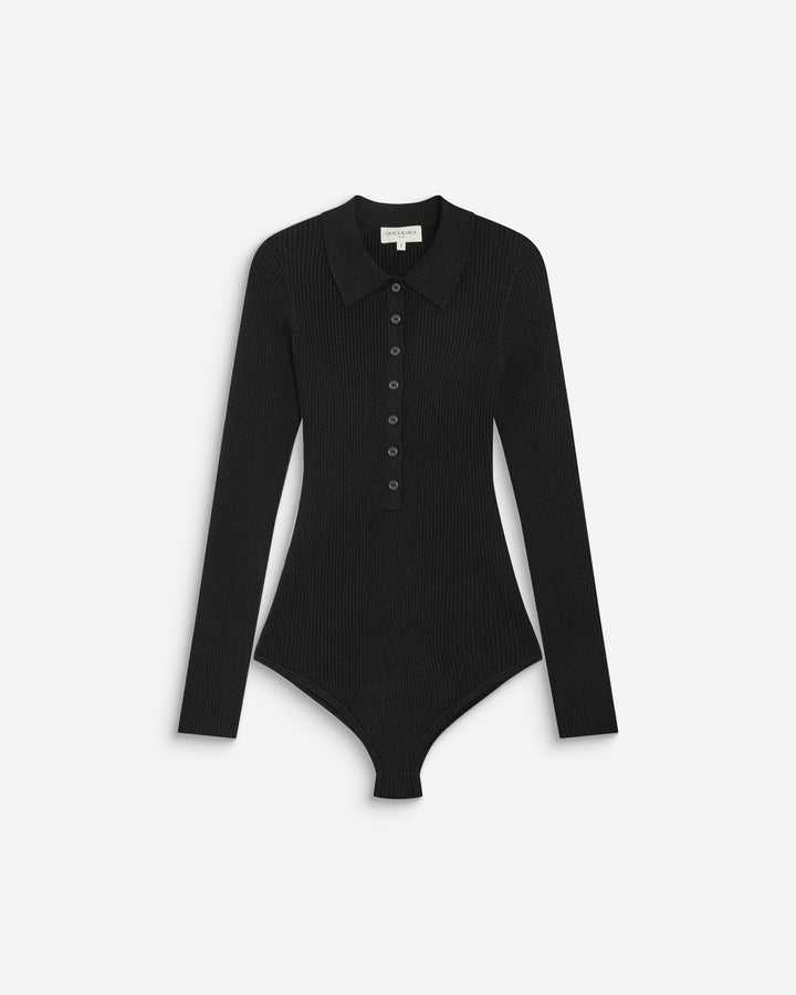 Body de punto con cuello polo noir Bentley