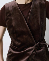 Tie-front velvet waistcoat chocolat Benny