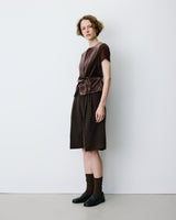 Tie-front velvet waistcoat chocolat Benny