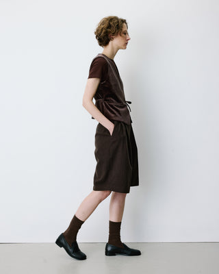 Tie-front velvet waistcoat chocolat Benny