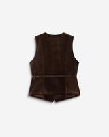 Tie-front velvet waistcoat chocolat Benny