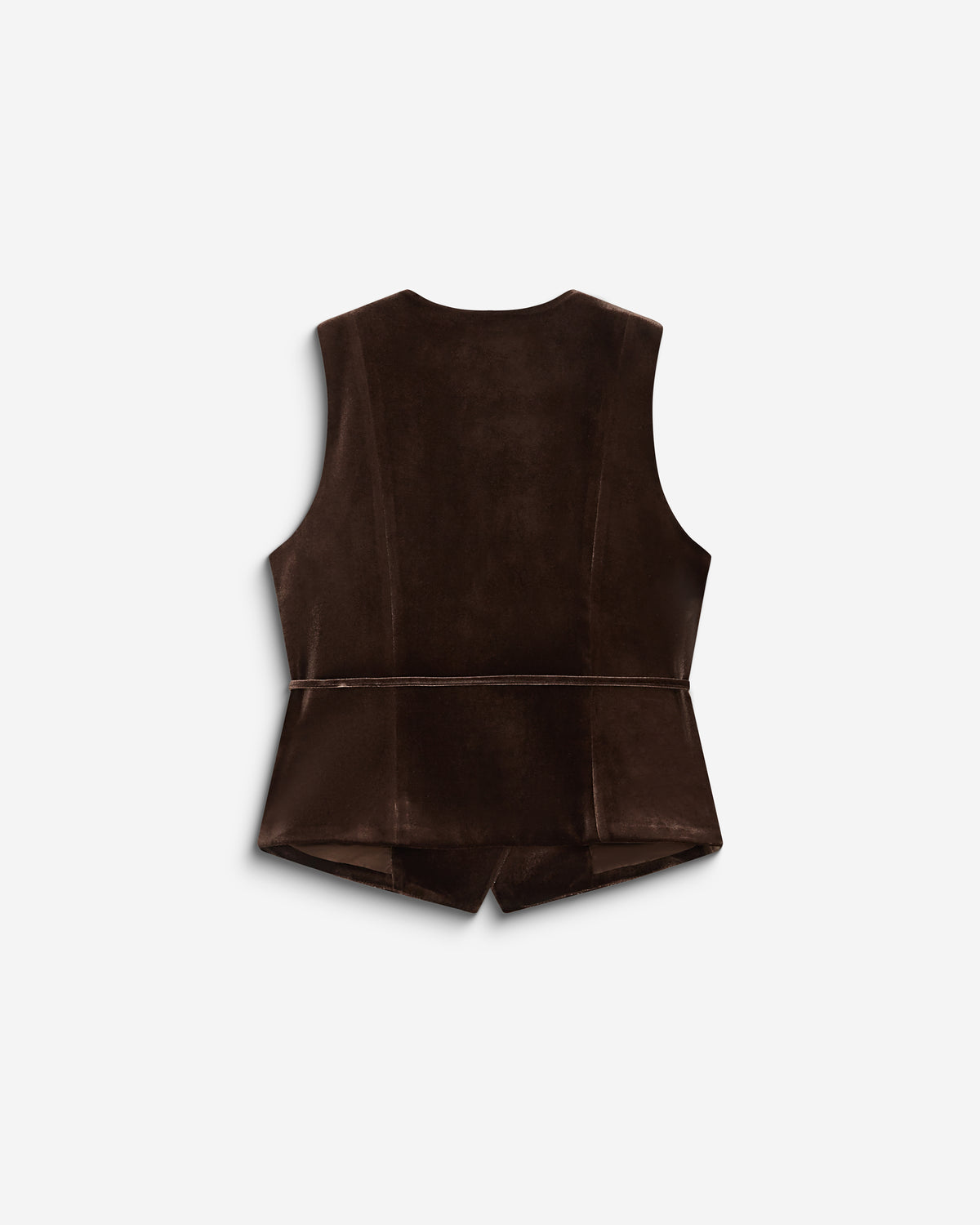 Tie-front velvet waistcoat chocolat Benny