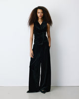 Tie-front velvet waistcoat noir Benny
