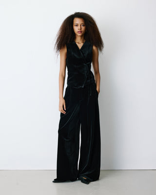 Tie-front velvet waistcoat noir Benny