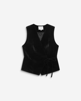 Tie-front velvet waistcoat noir Benny