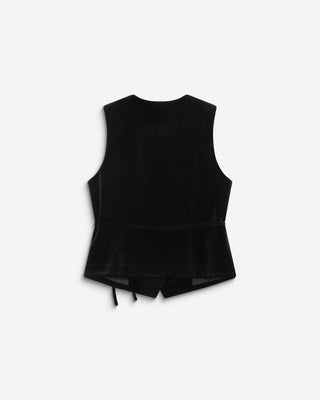 Tie-front velvet waistcoat noir Benny