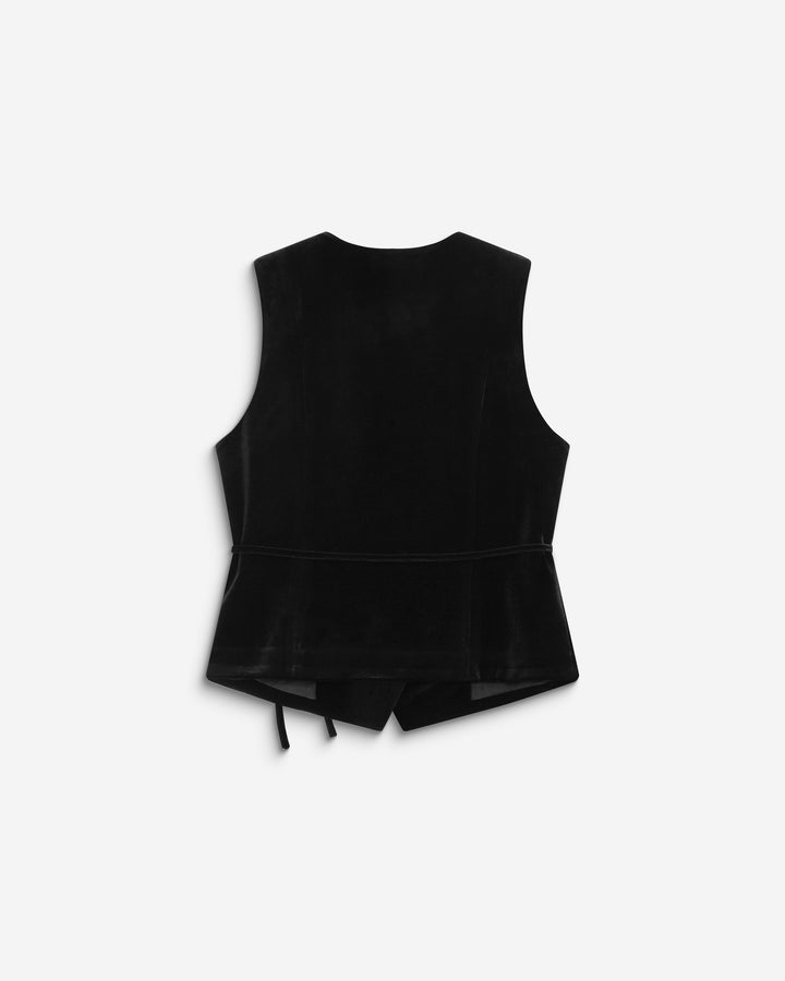 Tie-front velvet waistcoat noir Benny
