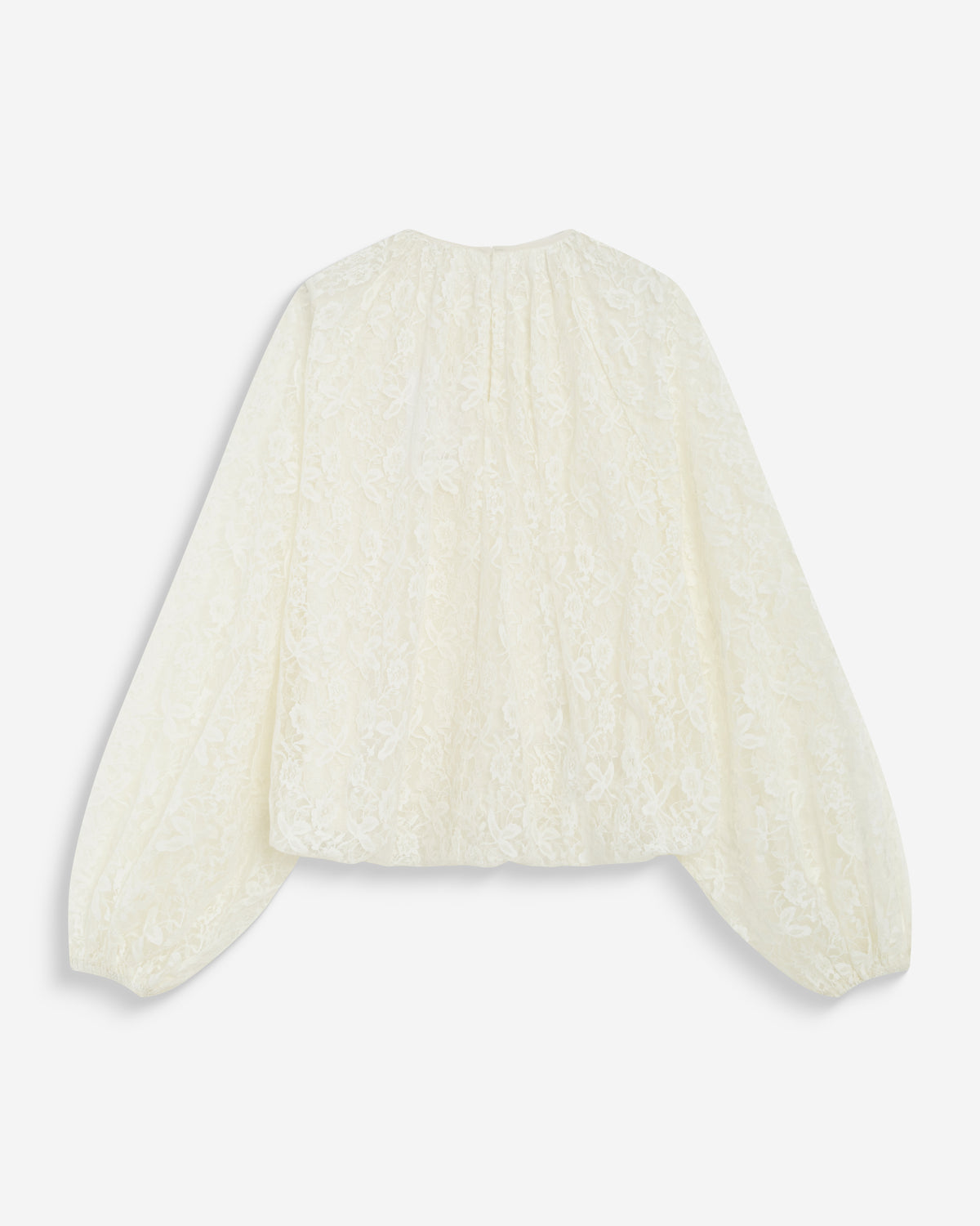 Lace puff-sleeve blouse ecru Beth