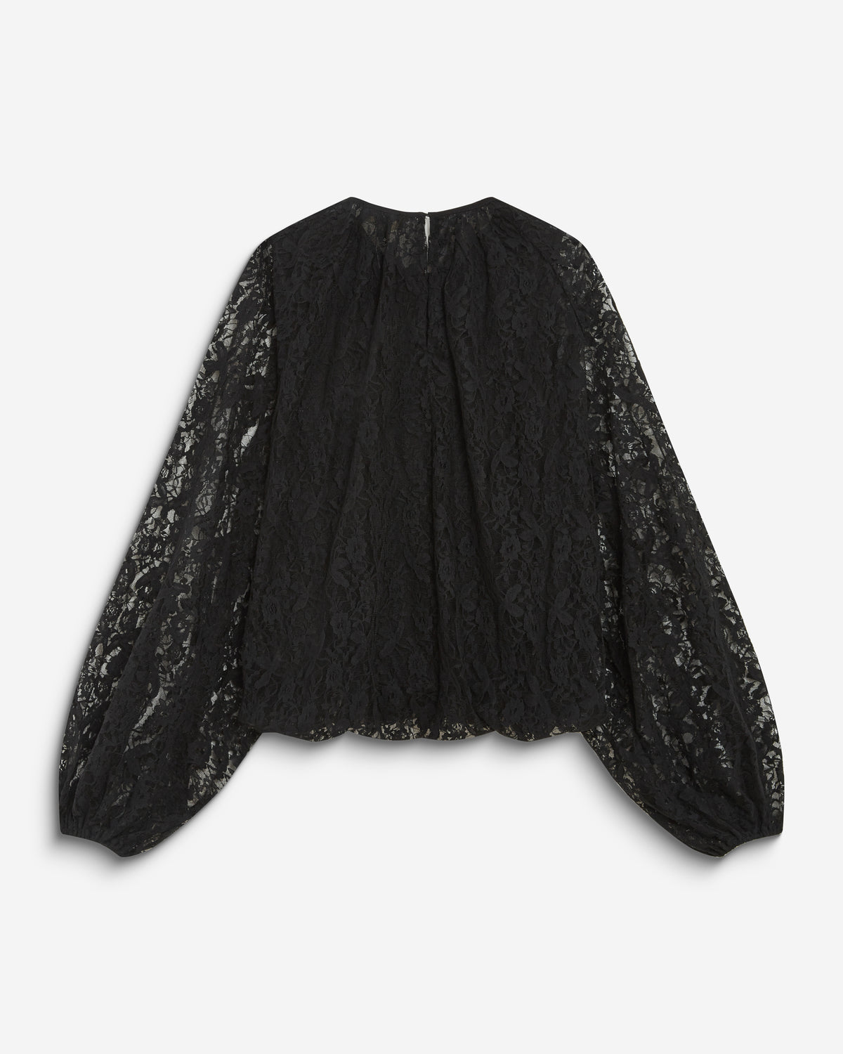 Blouse fluide en dentelle manches bouffantes noir Beth
