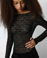 Long-sleeve lace bodysuit noir Bolero