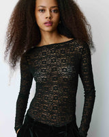 Long-sleeve lace bodysuit noir Bolero