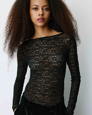 Long-sleeve lace bodysuit noir Bolero