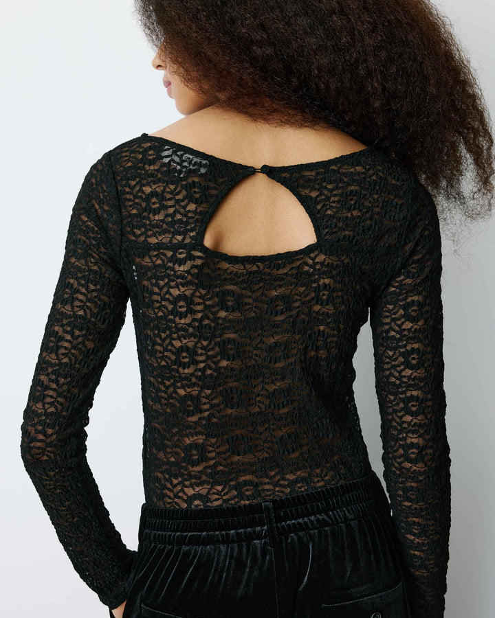 Long-sleeve lace bodysuit noir Bolero