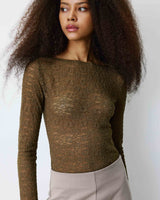 Body seconde peau en dentelle manches longues olive Bolero