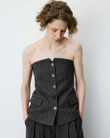 Top a bustier in misto lana a righe cioccolato Burton