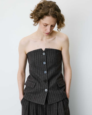 Bustier en laine mélangée à rayures chocolat Burton